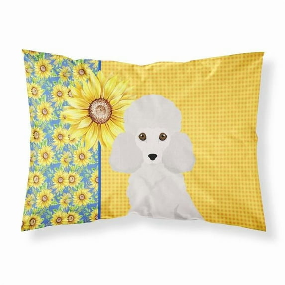 Summer Sunflowers Toy White Poodle Fabric Standard Pillowcase