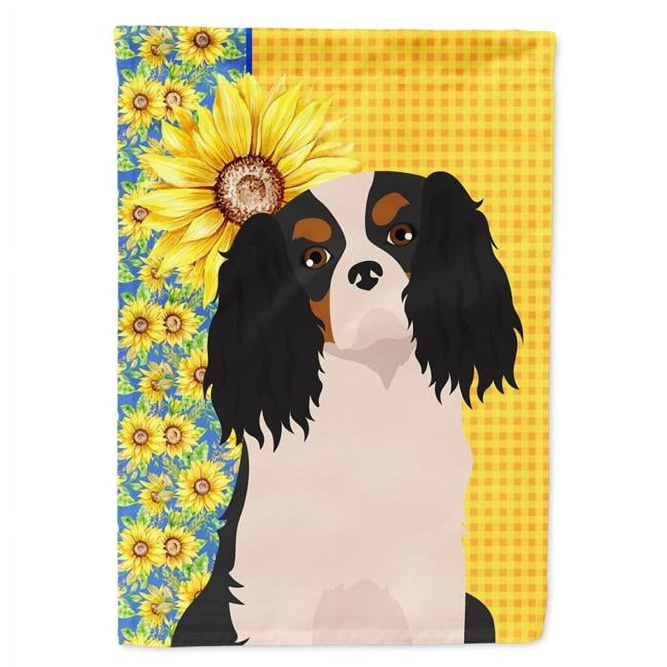 Summer Sunflowers Tricolor Cavalier Spaniel Flag Garden Size