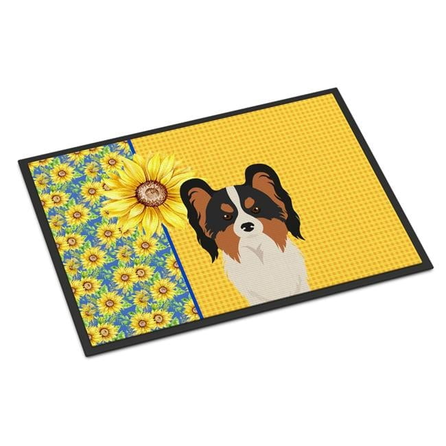 Summer Sunflowers Tricolor Papillon Indoor or Outdoor Mat 24x36 36 in x 24 in