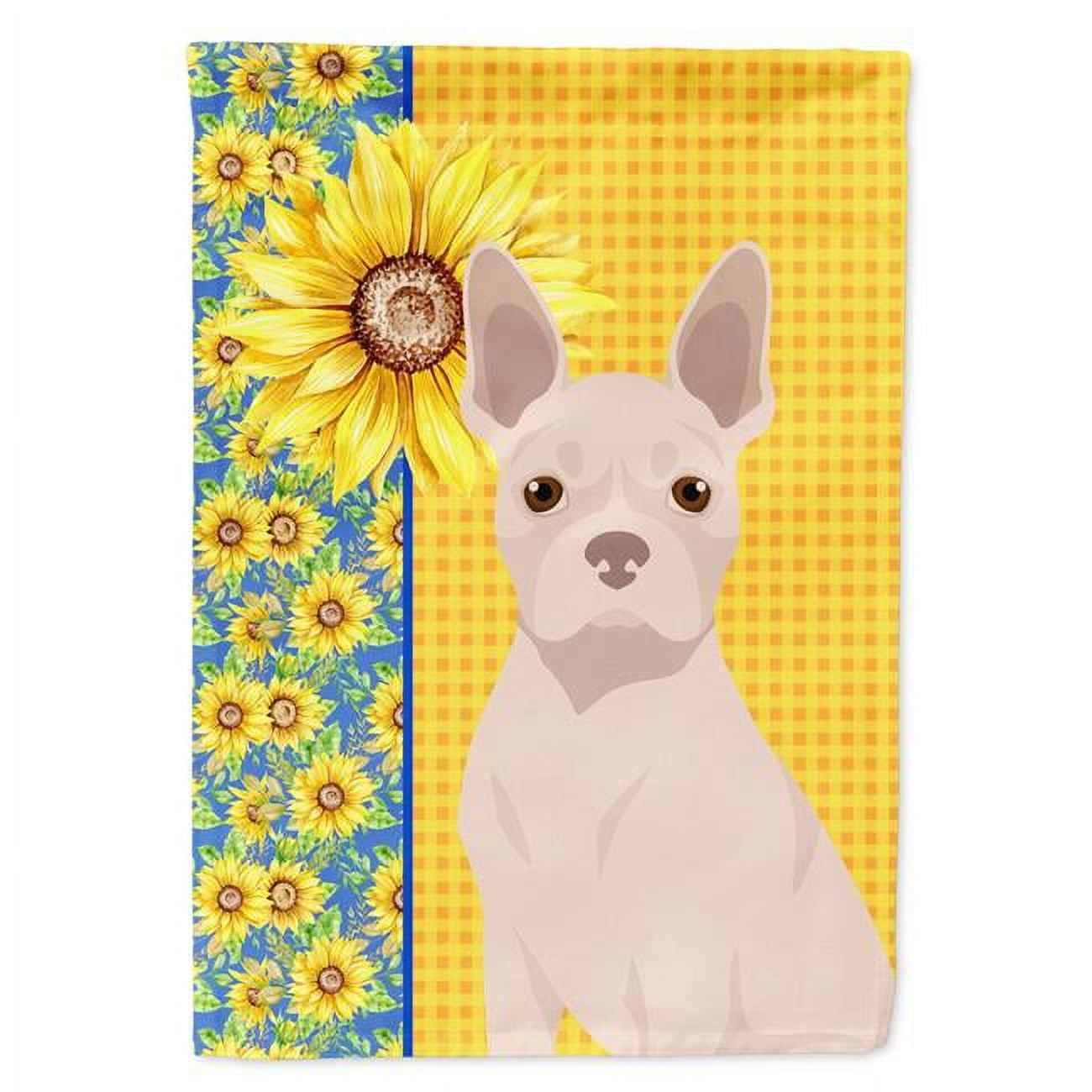 Summer Sunflowers White Boston Terrier Flag Garden Size