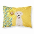 thumbnail image 1 of Summer Sunflowers White Cream Labrador Retriever Fabric Standard Pillowcase, 1 of 5