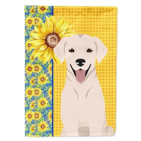 Summer Sunflowers White Cream Labrador Retriever Flag Garden Size