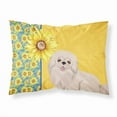 thumbnail image 1 of Summer Sunflowers White Pekingese Fabric Standard Pillowcase, 1 of 5
