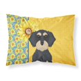 thumbnail image 1 of Summer Sunflowers Wirehair Black and Cream Dachshund Fabric Standard Pillowcase, 1 of 5