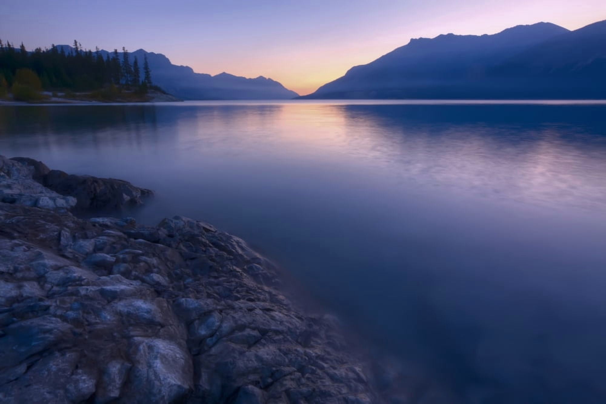 Summer Sunrise On Abraham Lake In The Canadian Rockies Alberta Canada Canvas Art - Dan Jurak Design Pics (17 x 11)