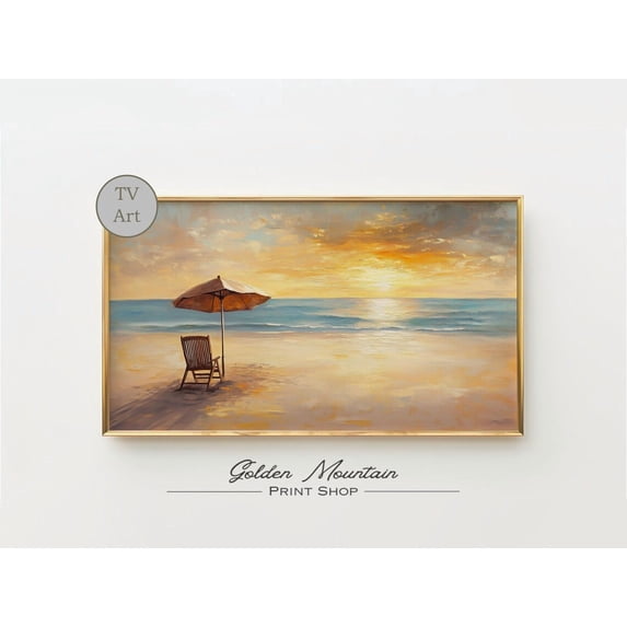 Summer Sunset Beach, Beach Sunrise, Coastal, Vintage Ocean Wall Art, Seascape Decor Beach Decor Home Decor, 12x18 UNFRAMED