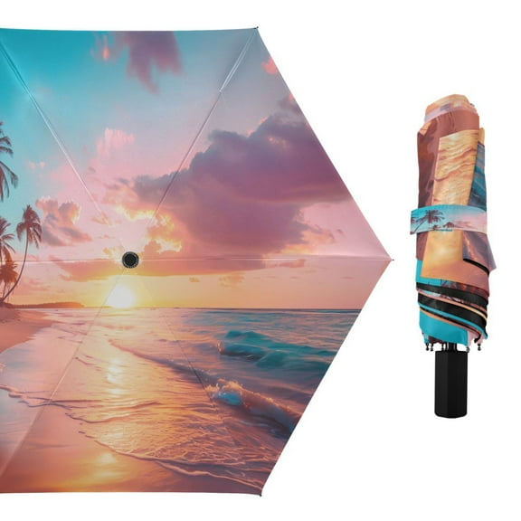 Summer Sunset Beach Compact Sun Umbrella Windproof Travel Umbrellas for Rain Strong Portable UV Protection