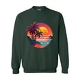 thumbnail image 1 of Summer Sunset Palm Tree Beach Ocean Paradise Graphic Art Sweatshirt, for men & women, up to size 5XL, 1 of 3