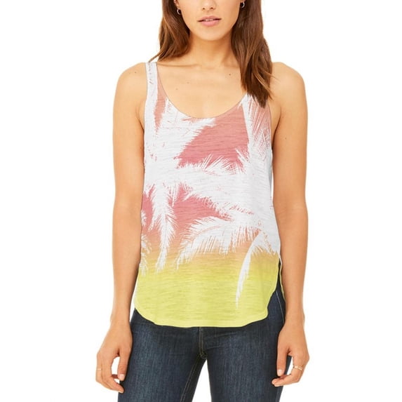Summer Sunset Palm Tree Ombre Juniors Flowy Side Slit Tank Top Multi SM