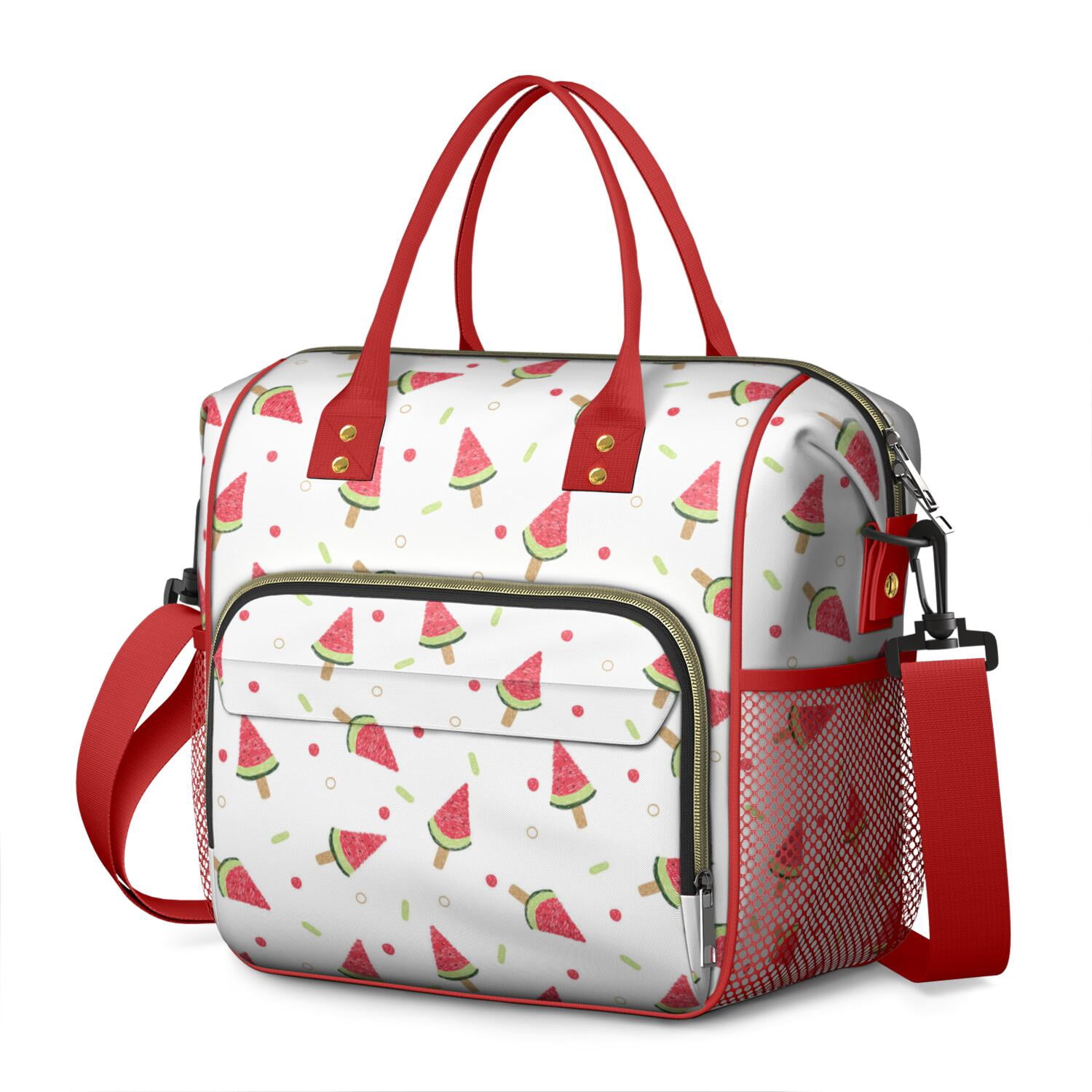 Summer Sunshine Watermelon Print Cooler Bag - Waterproof Insulated Tote for Office & Outdoor, Durable Leakproof Lunch Bag with Reinforced Handles