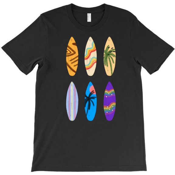 Summer Surf Boards Themed Athletic and Seasonal Graphic Design for a G31933 Unisex T-Shirt, Up to Size 5XL