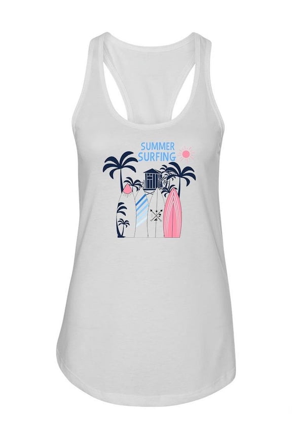 Summer Surfing Boards And Palms Tank Women -Image by Shutterstock, Female x-Small