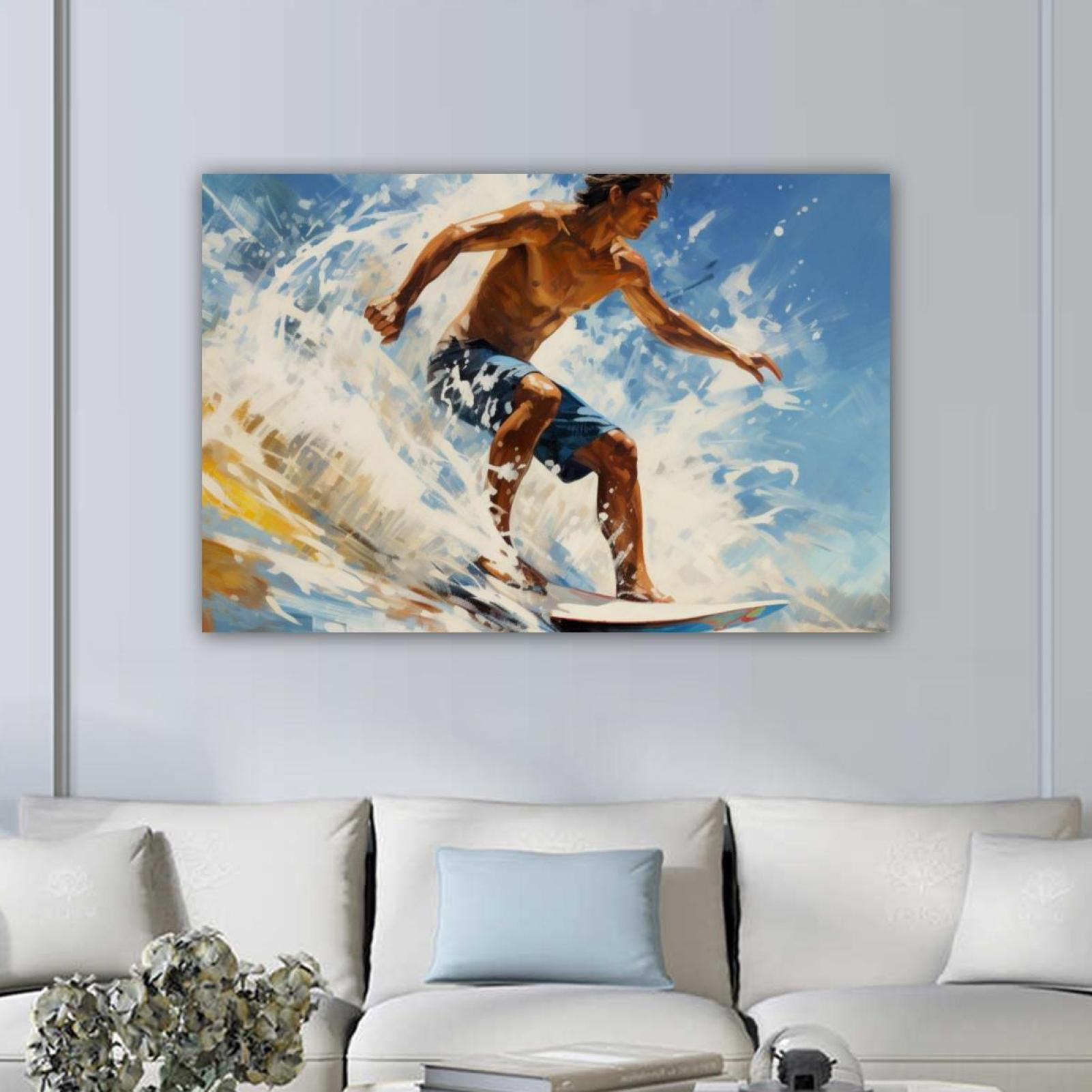 OWNTA Summer Surfing Pattern Canvas Wall Art Paintings for Living Room ...