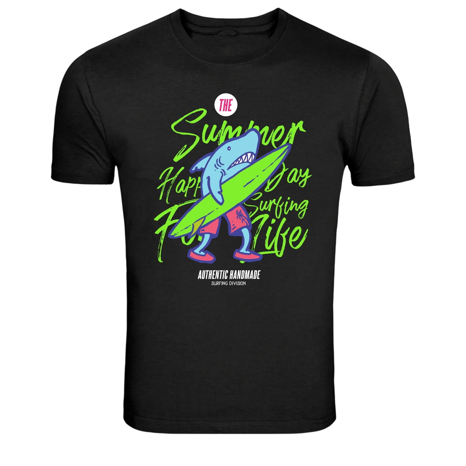 Summer Surfing Shark Happy Day Surf Life T-Shirt