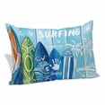 thumbnail image 1 of Summer Surfing Throw Pillow Covers Surfboard Beach Palm Trees Blue Wood Grain Decorative Lumbar Pillow Cover Rectangle Cushion Case for Sofa Couch Bed Living Room Bedroom 20 X 30 Inches, 1 of 9