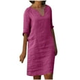 thumbnail image 1 of Summer Svings Clearance 2024! TAGOLD Womens Summer Dresses,Fashion Women Casual Sexy Round Neck Printing Summer 1/2Sleeve Dress, 1 of 5