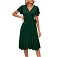 thumbnail image 1 of Summer Svings Clearance 2024! TAGOLD Womens Summer Dresses,Fashion Women Summer Round Neck Doll Dress Sold Color Sleevless Pleated Dress, 1 of 5