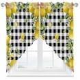 thumbnail image 1 of Summer Swag&nbsp;Curtains Lemon Flower Leaf Fruit Buffalo Plaid Kitchen Swag Valance Rod Pocket Curtain Valances Scalloped Window Treatment/Drapes for Living Room Bedroom, Each 28"W x 36"L, 1 of 8