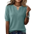 thumbnail image 1 of Summer Sweaters For Women Lightweight Women Short Sleeve Sweaters Casual V Neck Pullover Knit Summer Womens Tops And Blouses Dressy Casual Mint Green 2XL, 1 of 4