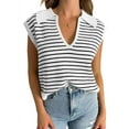 thumbnail image 1 of Summer Sweaters for Women 2025 V Neck Cap Sleeve Tops Sleeveless Clothes Sweater Vest White S, 1 of 6