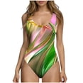 thumbnail image 1 of Summer Swim Suits,Women's Retro High Cut Low Back One Piece Swimsuits Brazilian Bikini Bathing Suit, 1 of 6