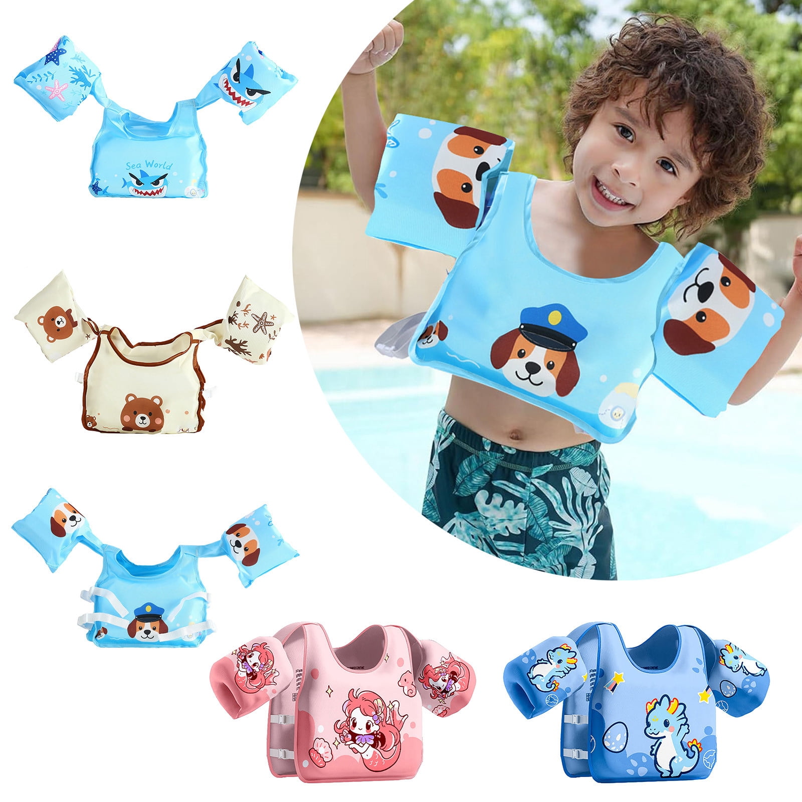 Vvinca Toddler Swim Vest For Kids 2-6 Years – 3-in-1 Float With Detachable Arm Wings, 28-66 Lbs
