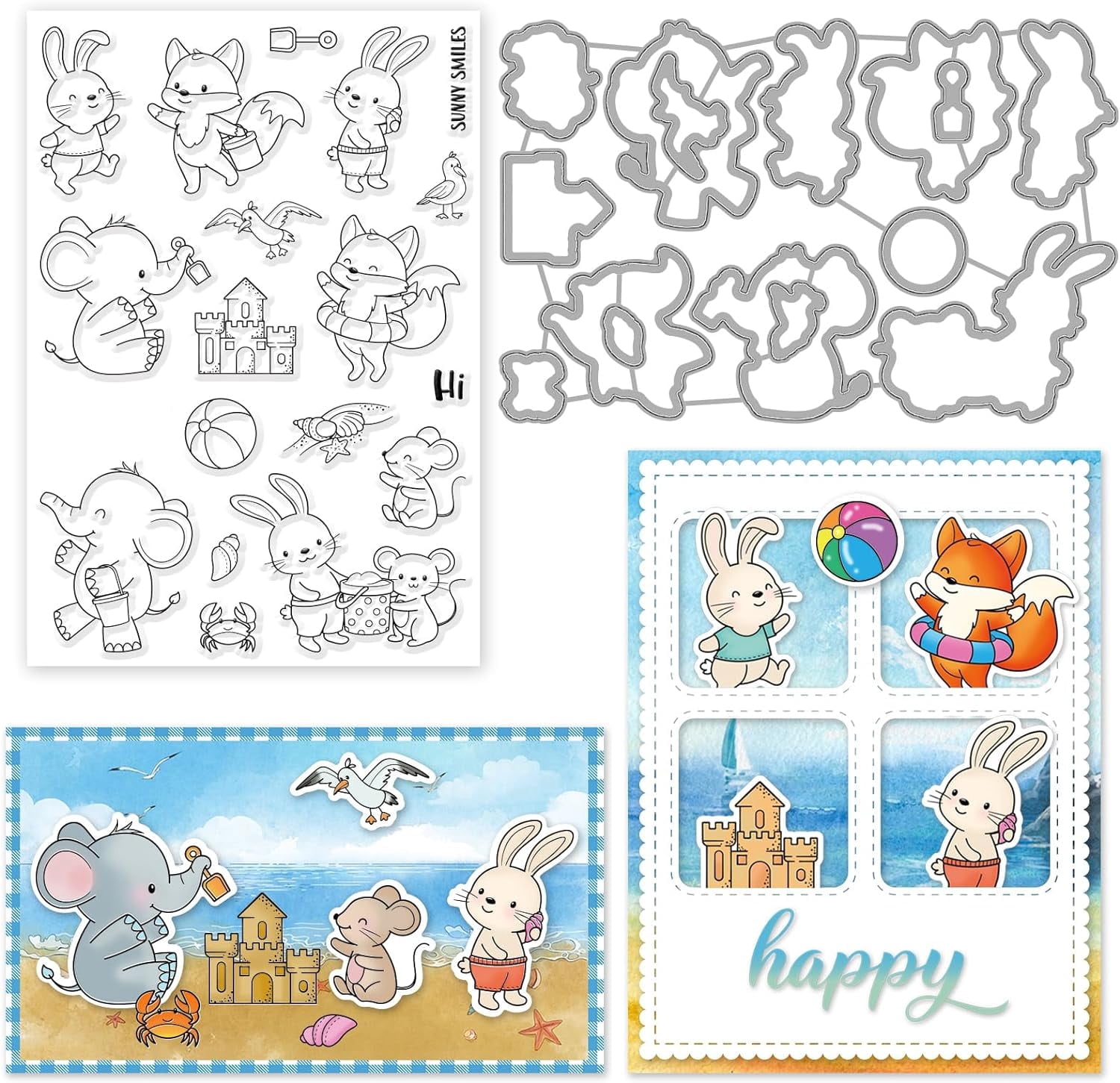 Summer Swimming Animals Stamps and Dies for Card Making Animals Dies ...