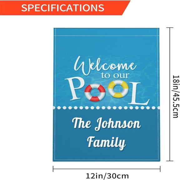 Summer Swimming Pool Garden Flag 12x18 Inch, Outdoor Party Courtyard Decoration Double Sided Hanging Flag, Home Backyard Lawn Flag for Patio Porch Decor