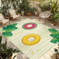 thumbnail image 1 of Summer Swimming Rings Outdoor Rug for Patio/Deck/Porch, Non-Slip Large Area Rug 4 x 6 Ft, Floral Plumeria Yellow Wooden Indoor Outdoor Rugs Washable Area Rugs, Reversible Camping Rug Carpet Runner, 1 of 8