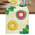 thumbnail image 1 of Summer Swimming Rings Table Runner 70 Inches, Floral Plumeria Yellow Wooden Bed Runner Dresser Scarves Tabletop for Indoor Outdoor Parties/Ceremony/Banquet, 13" x 70", 1 of 9