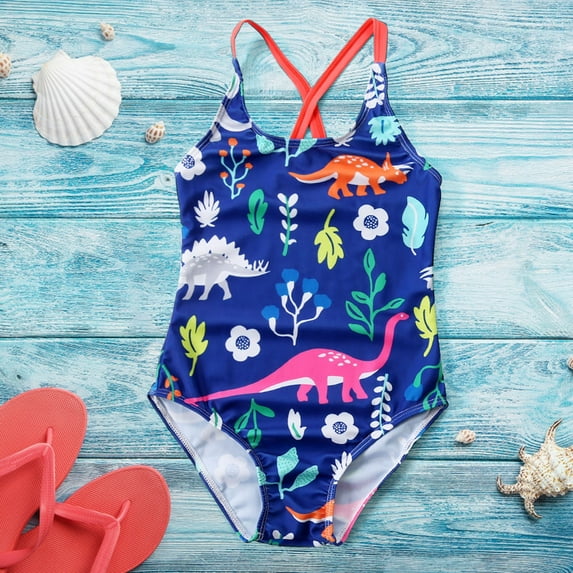 Summer Swimsuit Girl's Fashion Sweet and Cute Children's Swimsuit Dinosaur Swimsuit Children's Swimsuit Swimming Suit for Girls 7-8