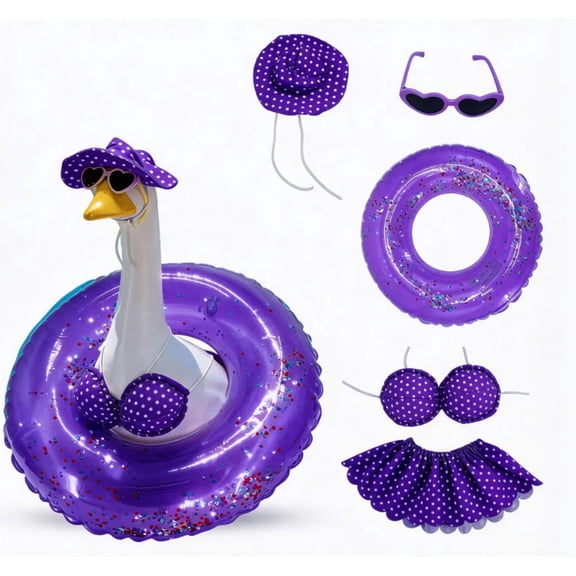 Summer Swimsuit Porch Goose Outfit for 23in Goose State Fruit Print Bikini, Matching Hat, Sunglasses and Swim Ring Decor vacation Party Decorative
