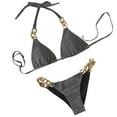 thumbnail image 1 of Summer Swimsuit for Women’s Sexy Chain Linked Triangle Bikini Set 2 Piece Swimwear Bathing Suit for Beach Party Festival, 1 of 3