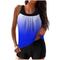 thumbnail image 1 of Summer Swimsuits 2 Piece,Tankini Swimsuits for Women Tummy Control Two Piece Gradient Blouson Swim Tank Top with Boyshorts Modest Bathing Suits,Blue,L, 1 of 5