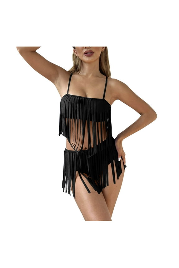 Summer Swimsuits,Fringe Bikini Sets for Women 2 Piece Tassel Swimsuit Summer Beach Rave Party Bathing Suit Vacation Swimwear