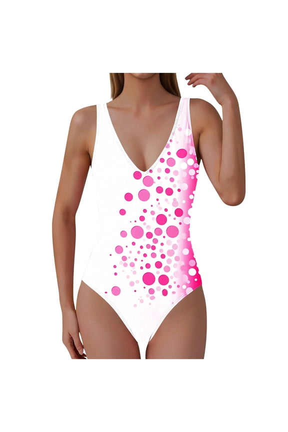 Summer Swimsuits for Women 2026,Floral Print One Piece Swimsuit,Plunge V Neck High Cut,Pool Party Vacation,Backless One Piece Bathing Suit Cheeky