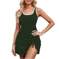 thumbnail image 1 of Summer Swimsuits for Women 2026,One Piece Swimdress Swimsuits for Women Tummy Control Swim Dresses Skirt Bathing Suit Color Block Ribbed Swimwear, 1 of 5