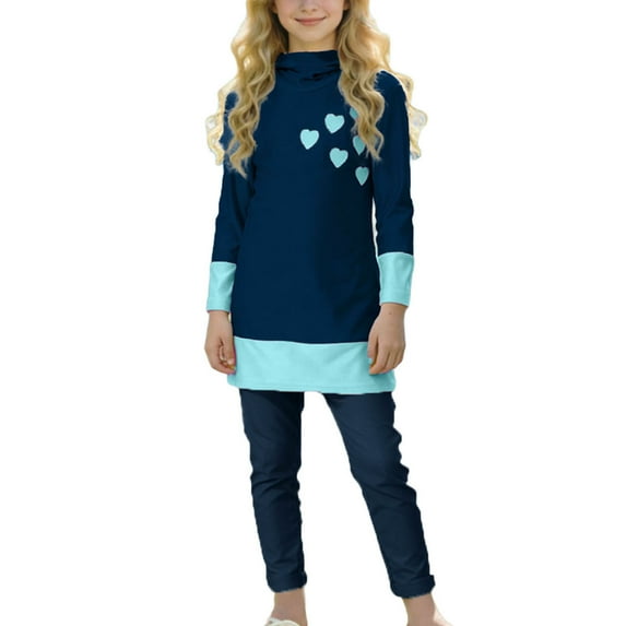 Summer Swimwear,Swimsuits for Girls Kids Full Body Islamic Swimming Suits Burkini Rashguard with Hijab Modest Swimwear Beach Pool Wetsuit