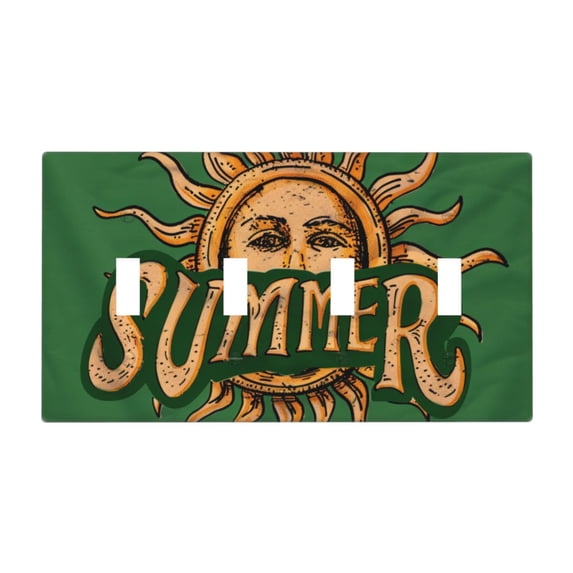 Summer Switch Cover Decorative Wall Plate / 4-Gang 4-Toggle / Standard Size 4.5x8 in