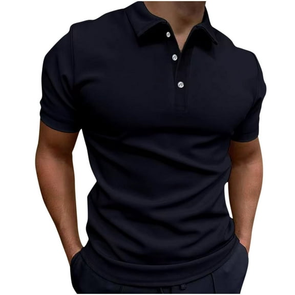 Summer T Shirt for Men Lightweight Casual Solid Color Turndown Pullover Button Short Sleeve Blouse Tops Golf Shirts Work Business Casual Outfits for Men