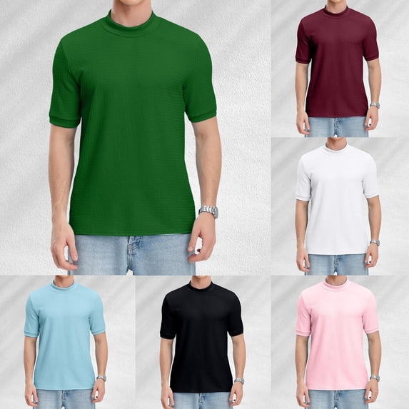 Summer T Shirt for Men Simple Texture Knit Tees High Water Ripple Short Sleeve Tops White XL