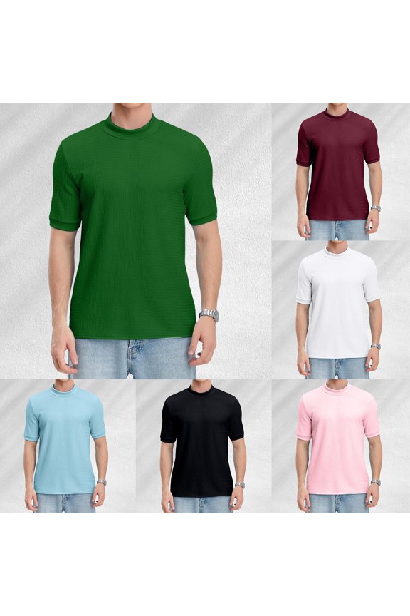 Summer T Shirt for Men Simple Texture Knit Tees High Water Ripple Short Sleeve Tops White XXL