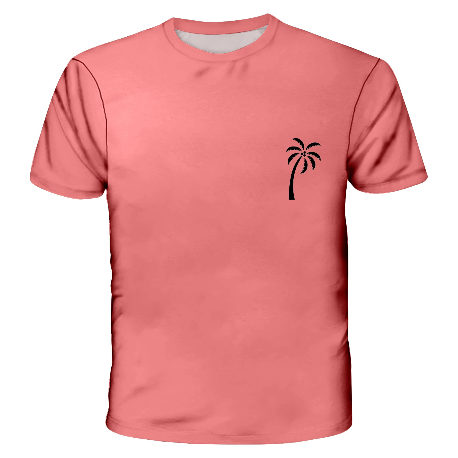 Summer T Shirts For Women Coconut Tree Graphic Personality Print O-Neck ...