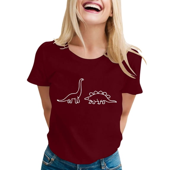 Summer T Shirts For Women Letter Print Short Sleeve Crew Neck Graphic Trendy Casual Tops