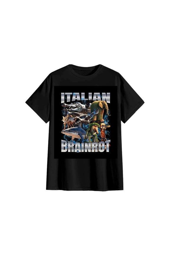 Summer T-Shirts Italian Brainrot Animals meme Themed Short Sleeve Tshirts Crewneck Print Tops Loose Fit