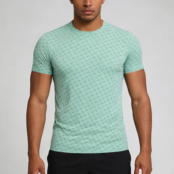 Summer T Shirts for Men Crewneck Quickly Dry Athletic Running Gym Workout Short Sleeve Shirts Mens Printed Round Neck Lightweight Breathable Moisture Wicking Outdoor Hiking Tee Tops