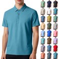 thumbnail image 1 of Summer T Shirts for Men Plus Size Big & Tall Casual Loose Solid Color Button-up V-Neck Turndown Collar Short Sleeve Tops Lougnewear for Mens M-5XL under $7, 1 of 7