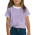 thumbnail image 1 of Summer Shirts for Children Boys and Girls Fashion Casual Summer Short Sleeve Crew Neck Striped Tops for 3-14 Years Old Purple, 1 of 8