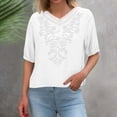 thumbnail image 1 of Summer T Shirts for Women Oversized Cotton Linen Embroidered Print V Neck Short Sleeve Shirt Casual Solid Plus Size Loose Lightweight Comfy Tee Blouse, 1 of 6