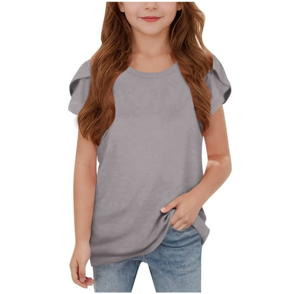 Summer T-Shirts for Girls Kids Casual Loose Tees Crewneck Short Sleeve Tops